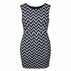 The Limited Navy Blue & White Chevron Textured Sleeveless Dress – Size 8